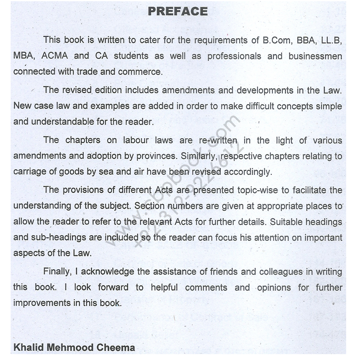 business law by khalid mehmood cheema pdf